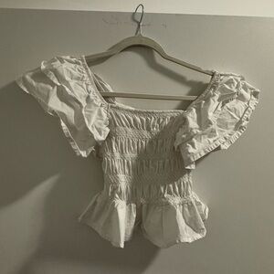 Zara White Smocked Women's Top